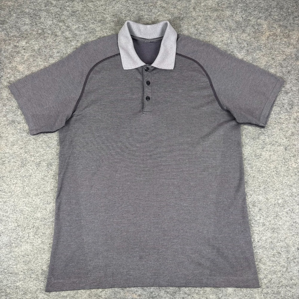 Lululemon Metal Vent Tech Polo Striped Silverescent‎ Mens Large L